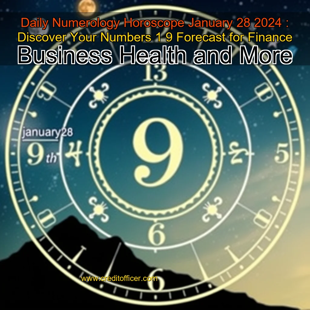 Artistic representation for Daily Numerology Horoscope January 28 2024 : Discover Your Numbers 1 9 Forecast for Finance Business Health and More