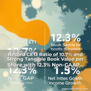 Artistic representation for Record CET1 Ratio of 10.7% and Strong Tangible Book Value per Share with 12.3% Non-GAAP Growth in Book Value and 1.5% Net Interest Income Growth