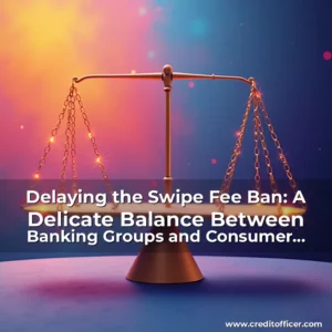 Artistic representation for Delaying the Swipe Fee Ban: A Delicate Balance Between Banking Groups and Consumer Interests